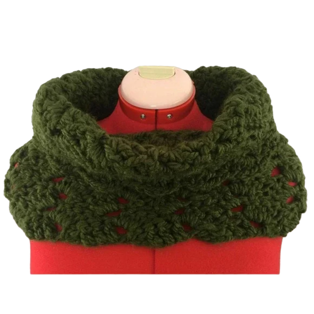 Handmade Infinity Scarf Green Soft Chunky Cable Knit Warm Winter Crochet Gallery